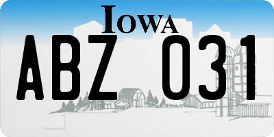 IA license plate ABZ031