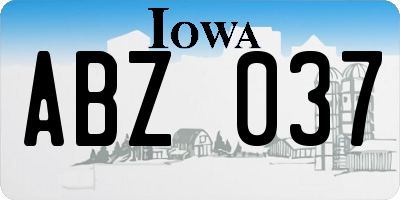 IA license plate ABZ037