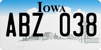 IA license plate ABZ038