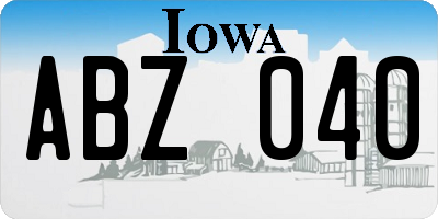 IA license plate ABZ040