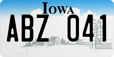 IA license plate ABZ041