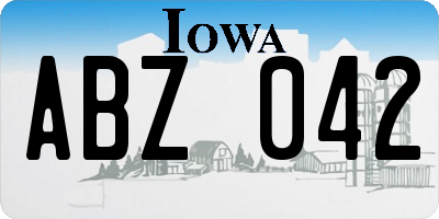 IA license plate ABZ042