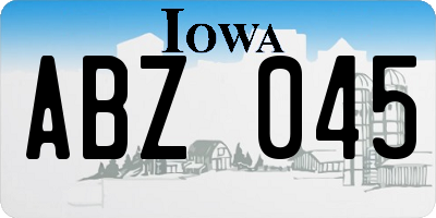 IA license plate ABZ045