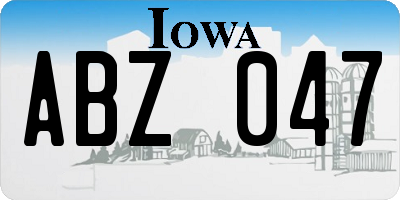 IA license plate ABZ047