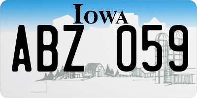 IA license plate ABZ059