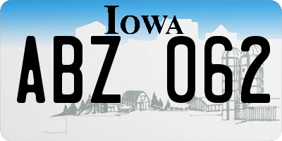 IA license plate ABZ062