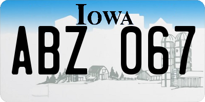 IA license plate ABZ067