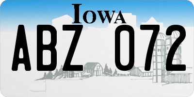 IA license plate ABZ072
