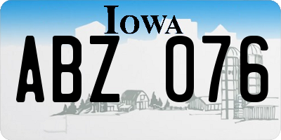 IA license plate ABZ076