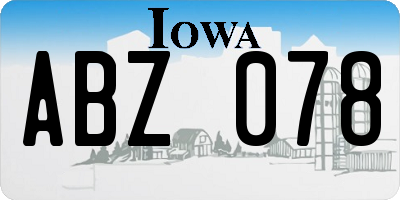 IA license plate ABZ078