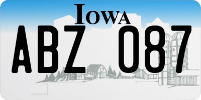 IA license plate ABZ087