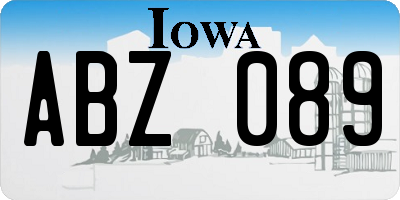 IA license plate ABZ089