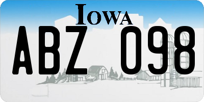IA license plate ABZ098
