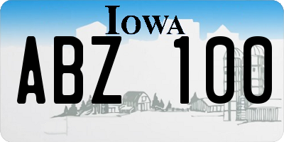 IA license plate ABZ100