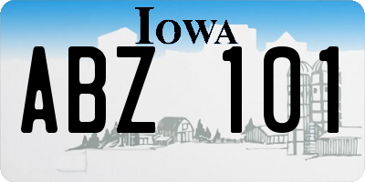 IA license plate ABZ101