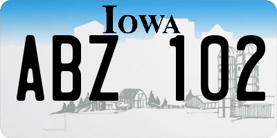 IA license plate ABZ102