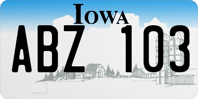IA license plate ABZ103