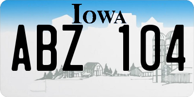 IA license plate ABZ104