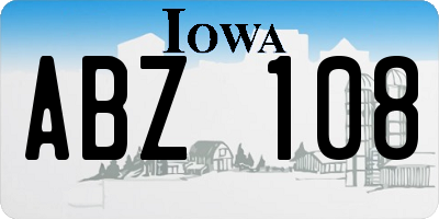 IA license plate ABZ108