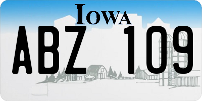 IA license plate ABZ109