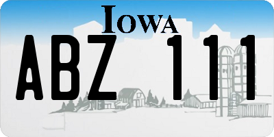 IA license plate ABZ111