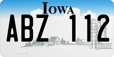 IA license plate ABZ112