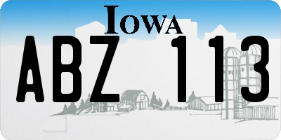 IA license plate ABZ113