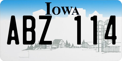 IA license plate ABZ114