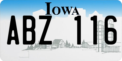 IA license plate ABZ116