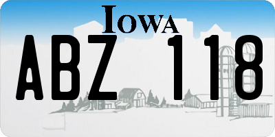 IA license plate ABZ118