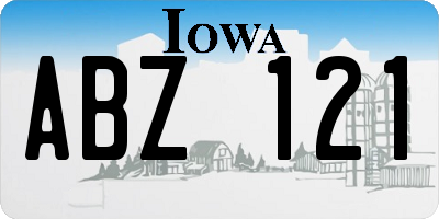 IA license plate ABZ121