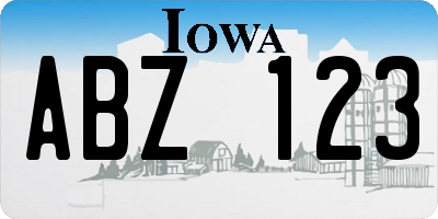 IA license plate ABZ123