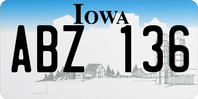 IA license plate ABZ136