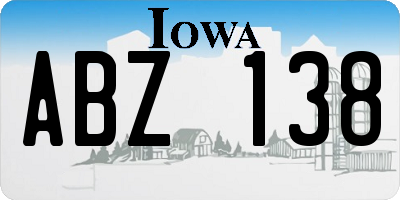 IA license plate ABZ138
