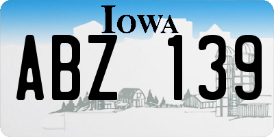 IA license plate ABZ139