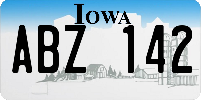 IA license plate ABZ142
