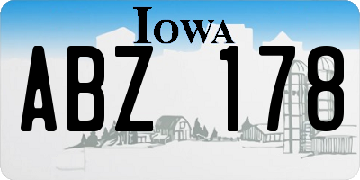 IA license plate ABZ178