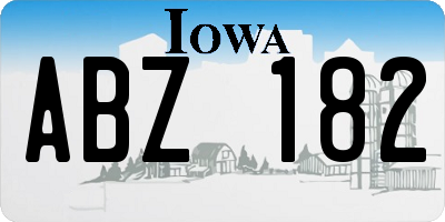 IA license plate ABZ182