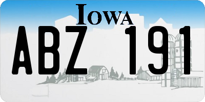 IA license plate ABZ191
