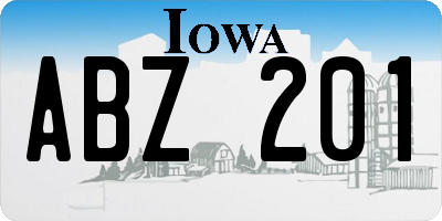 IA license plate ABZ201