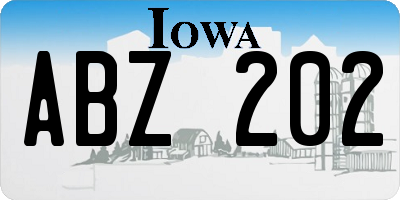 IA license plate ABZ202