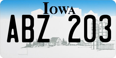 IA license plate ABZ203