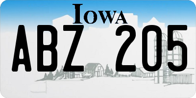 IA license plate ABZ205
