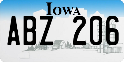 IA license plate ABZ206