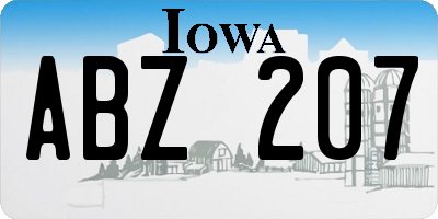 IA license plate ABZ207