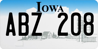 IA license plate ABZ208