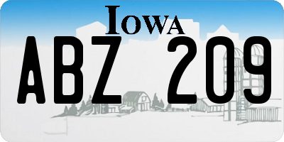 IA license plate ABZ209