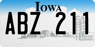 IA license plate ABZ211