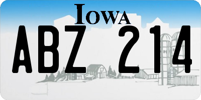 IA license plate ABZ214