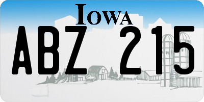 IA license plate ABZ215